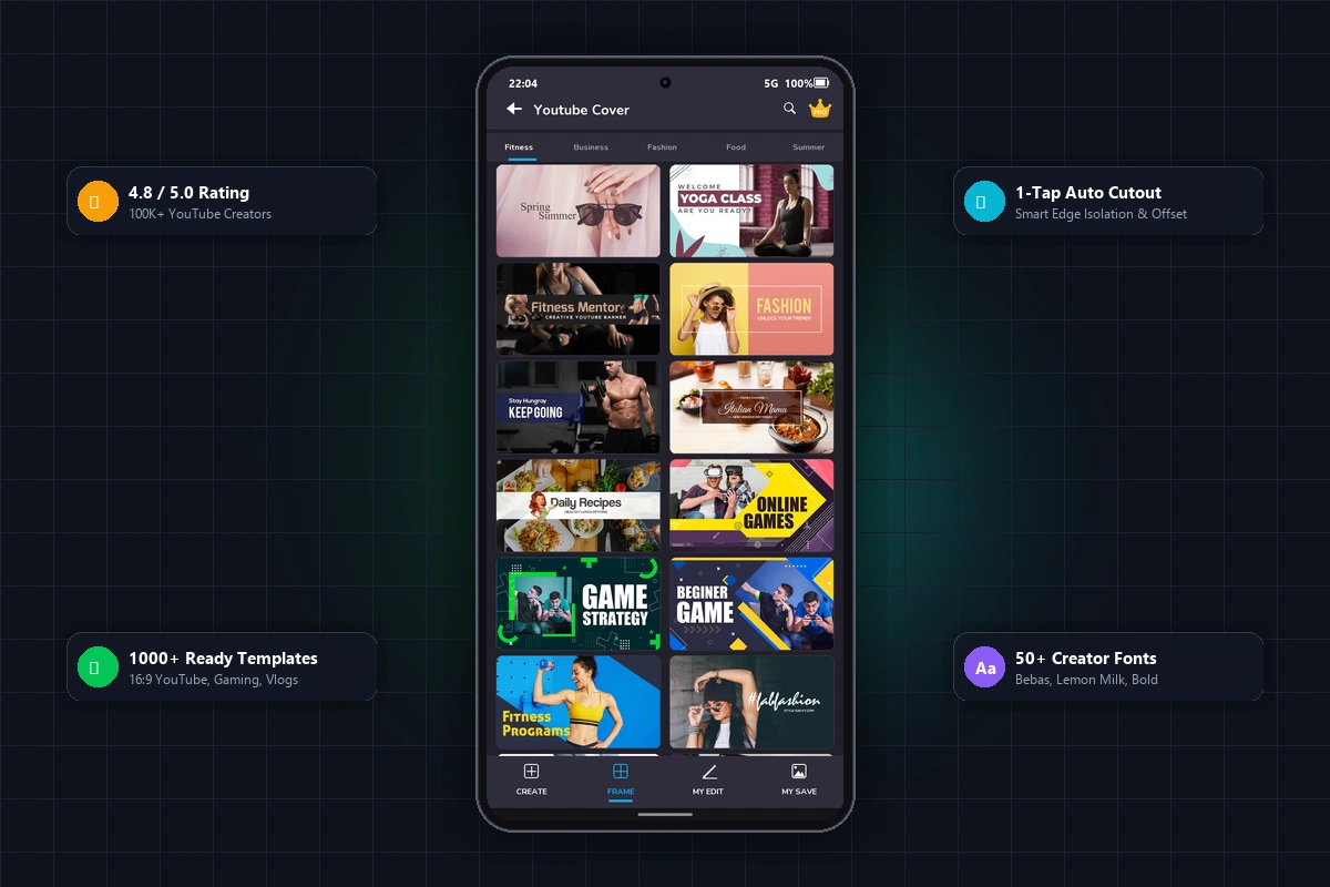 Template browser showcasing pre-built thumbnail layout options