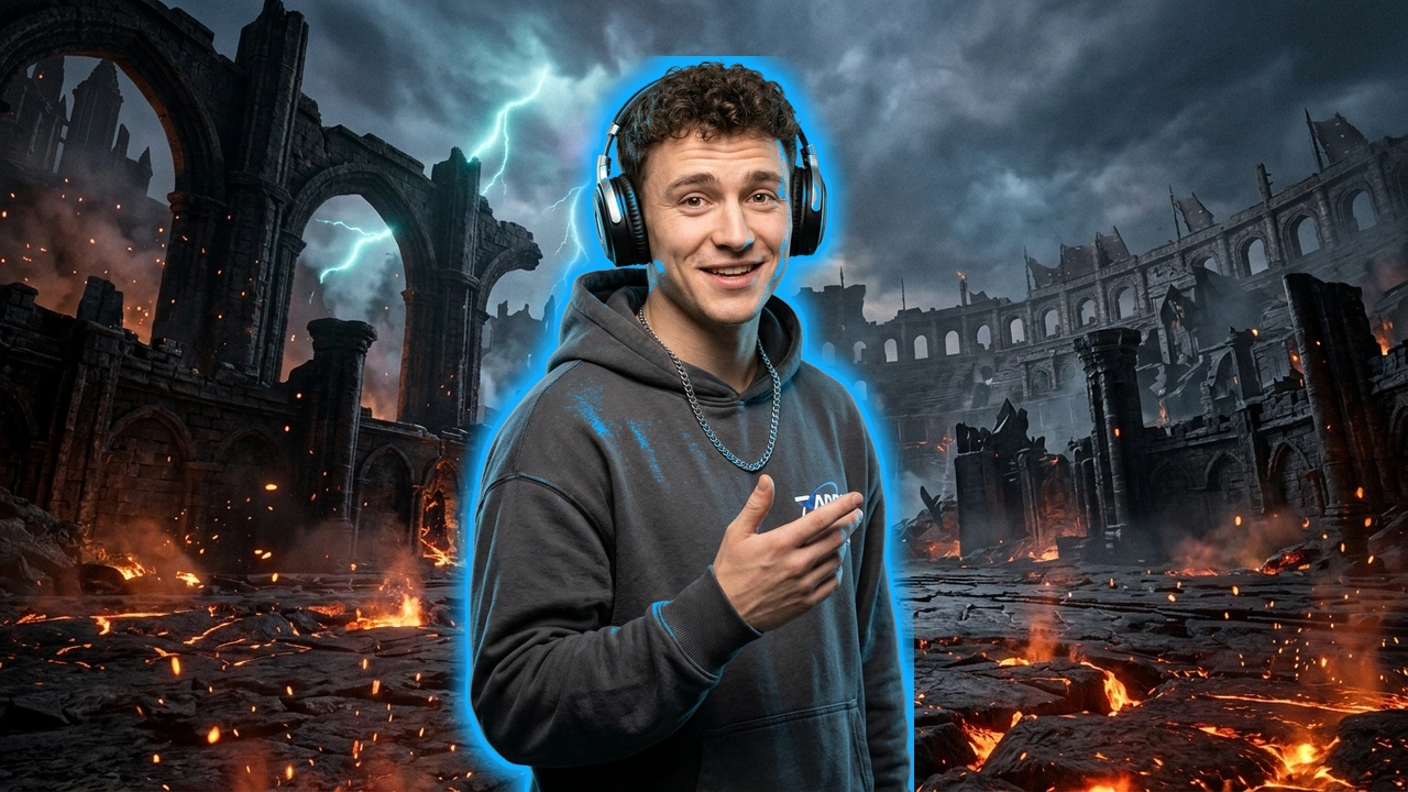 After: Clean cutout composited onto a high-contrast thumbnail background
