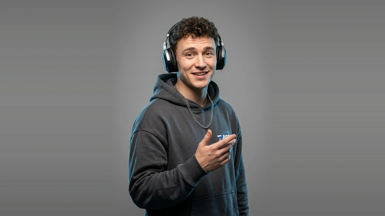 Before: Original photo with studio room background