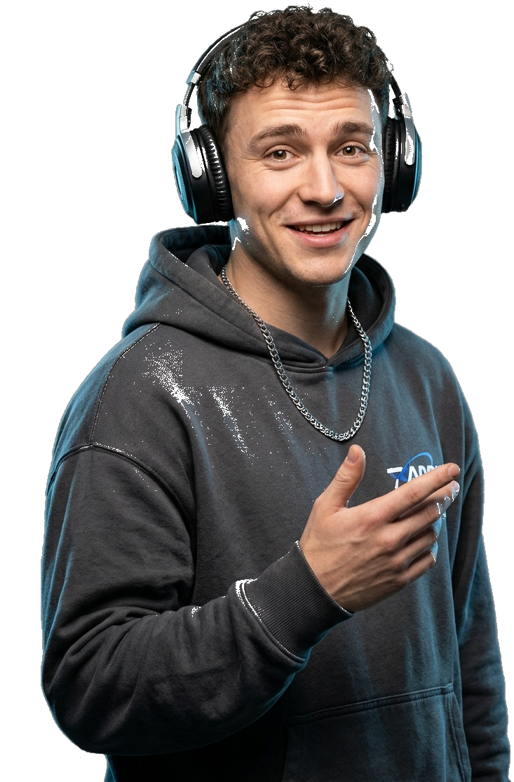 Real YouTube Creator Cutout with Headset